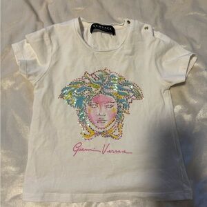 Versace Cream T-Shirt with Colorful Medusa Design